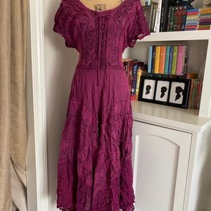 Sakkas detailed gypsy dress embroidered lace up